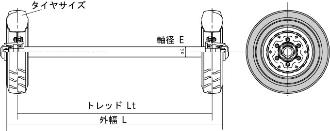 ノーパンクタイヤ車軸セット図面